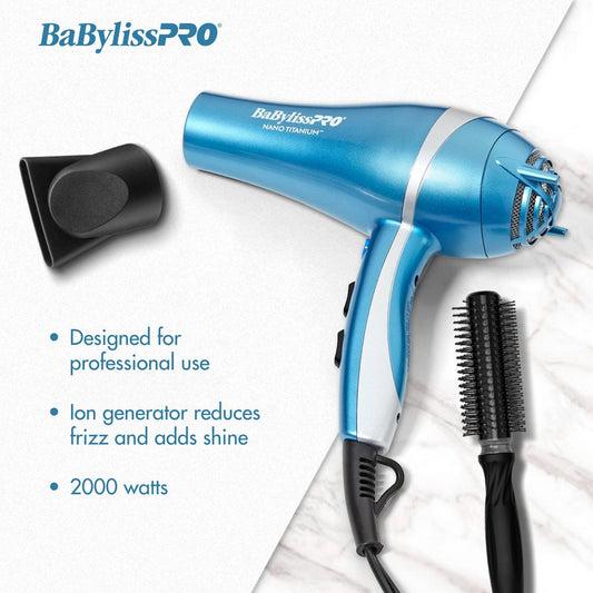 BaBylissPRO Nano Titanium Hair Dryer - Blue - 2000W