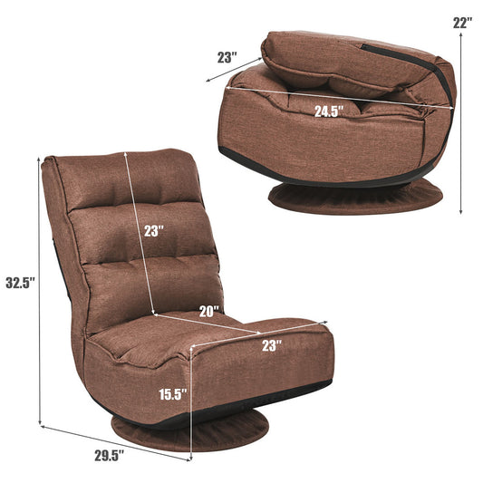 Costway 6-Position Folding Lazy Sofa Gaming Chair Fabric 360 Degree Swivel Coffee