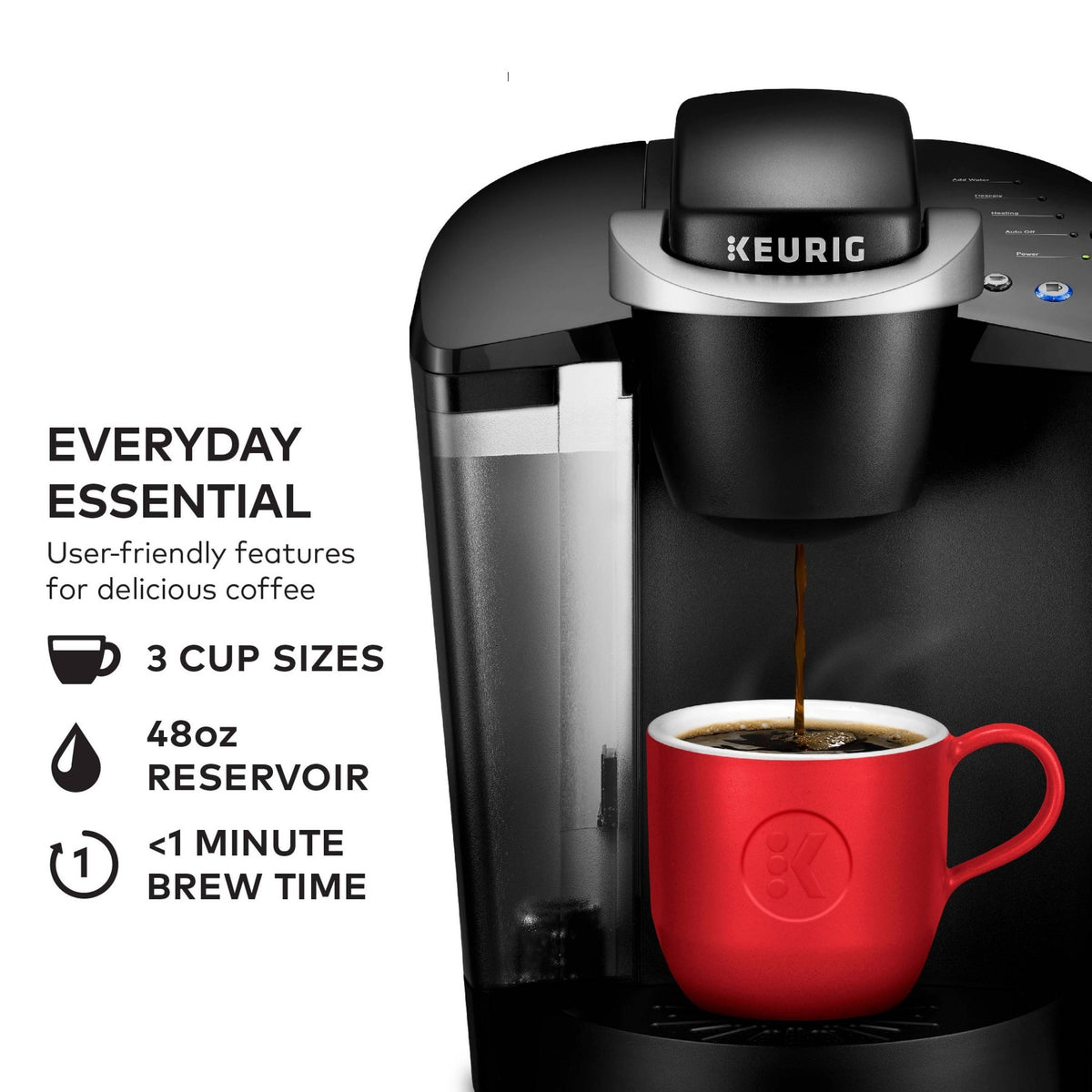 Keurig K-Classic Single-Serve K-Cup Pod Coffee Maker - K50 - Black: 48oz Capacity, Automatic Shut-Off, Removable Reservoir