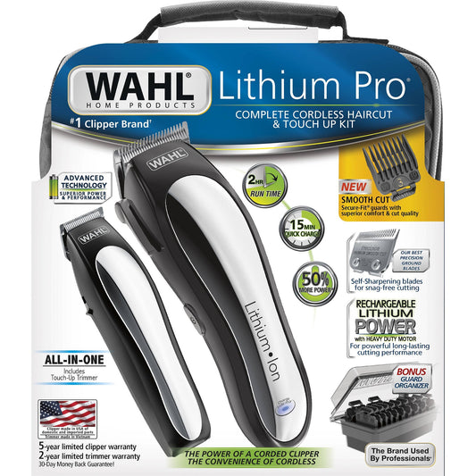Wahl Lithium Ion Pro Haircutting Kit with Rechargeable Cordless Hair Clipper and Battery Touch Up Hair Trimmer