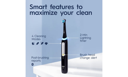 Oral-B iO Series 4 Electric Toothbrush with Timer Multiple Brush Modes and Brush Head - Light Blue