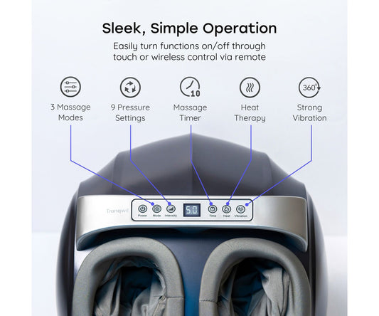 Tranqwil Foot Massager Machine with Heat, Shiatsu Massage, Kneading, and Vibration