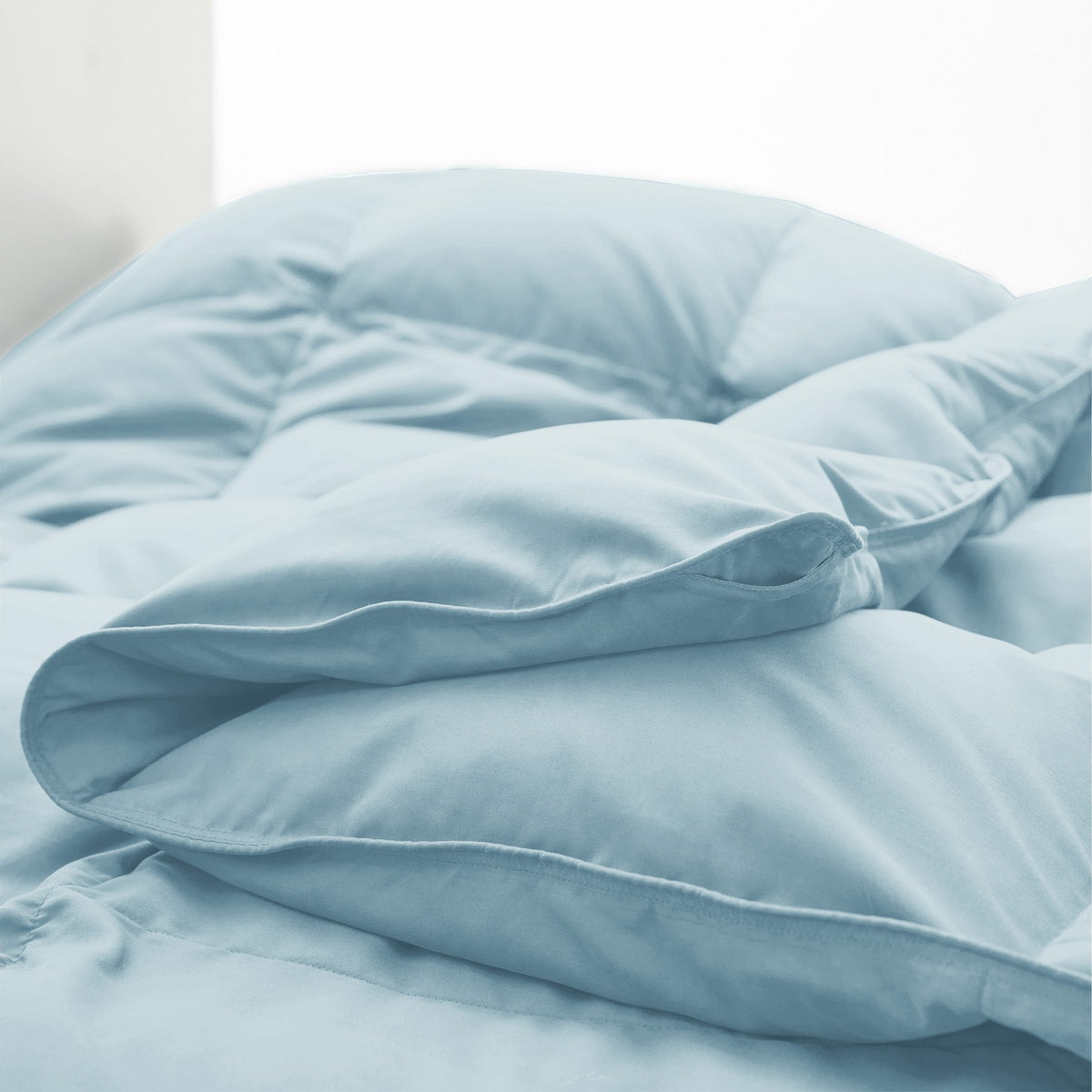 Peace Nest Lightweight Summer White Goose Down Feather Fiber Comforter Duvet Insert, Blue, Full/Queen