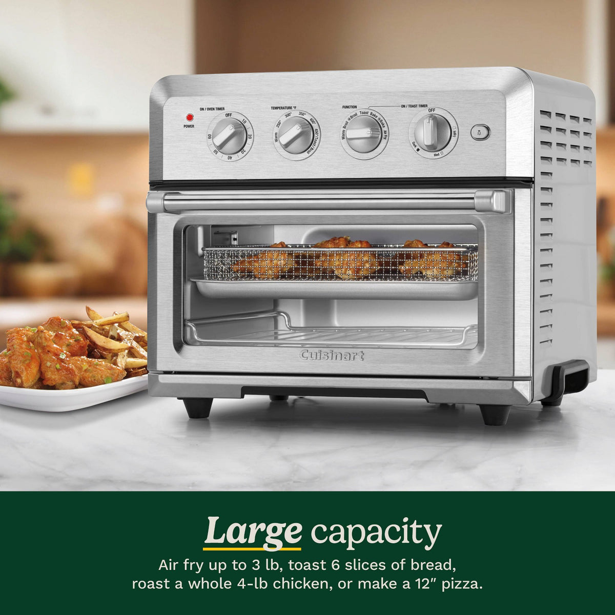 Cuisinart Air Fryer Toaster Oven 7-in-1, 1800W Stainless Steel CTOA-122NAS