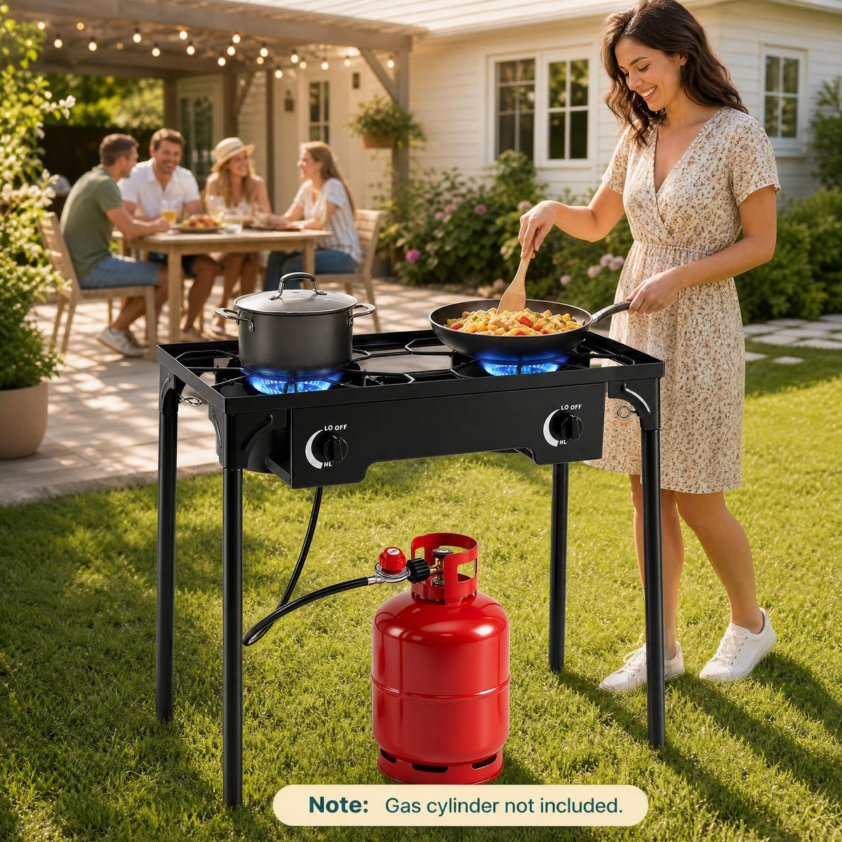 Costway Double Burner Gas Propane Cooker 160000 BTU Outdoor Picnic Stove Stand BBQ Grill