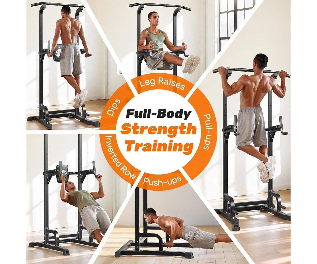 Sportsroyals Power Tower Pull Up Bar Station, 360LBS Stable Pull Up Dip Station for Home Gym Strength Training Equipment
