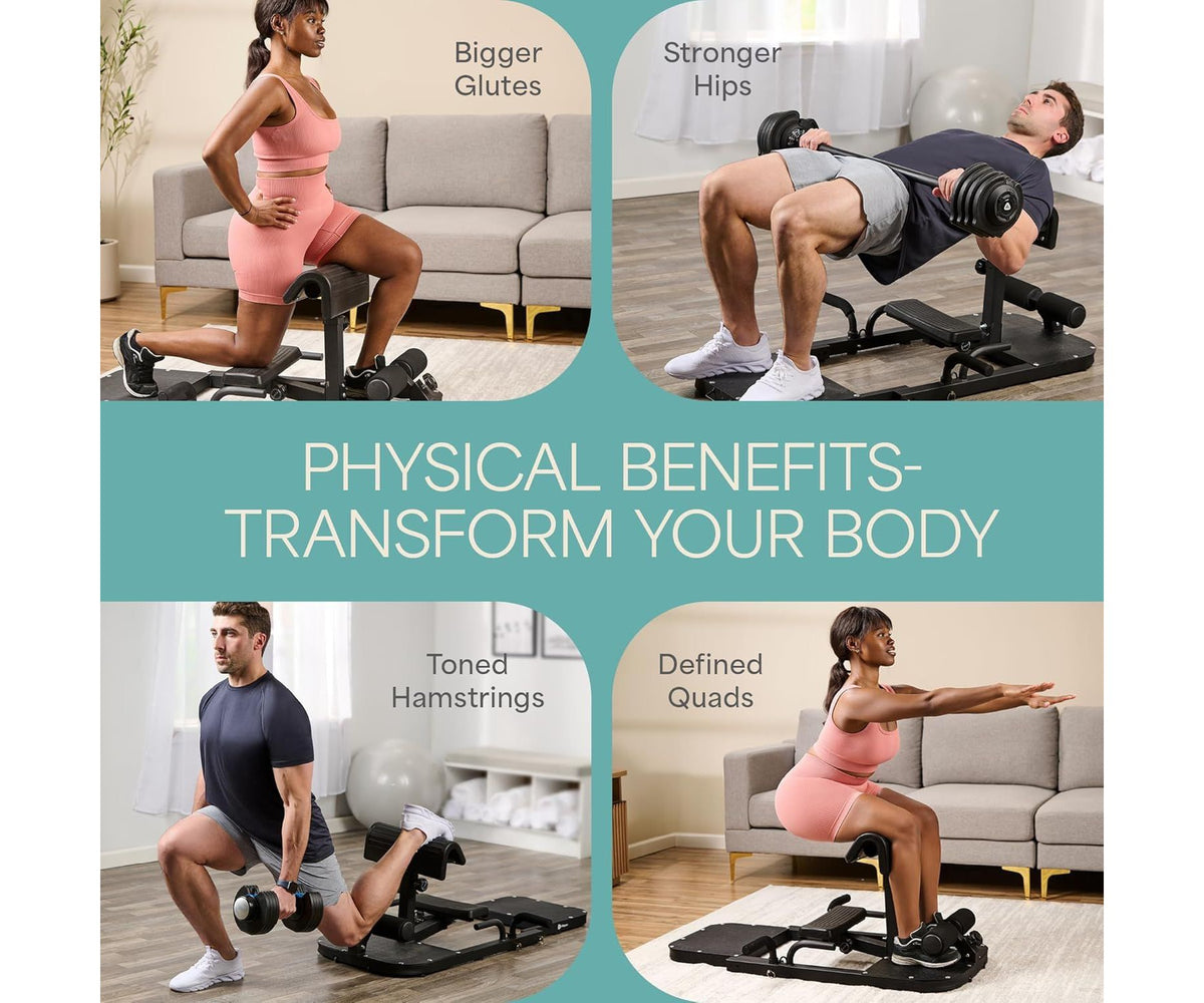 LifePro GluteBlast Hip Thrust Machine – Foldable Adjustable Glute Workout Equipment for Home Gym, Sissy Squat & Kickback Glute Bench