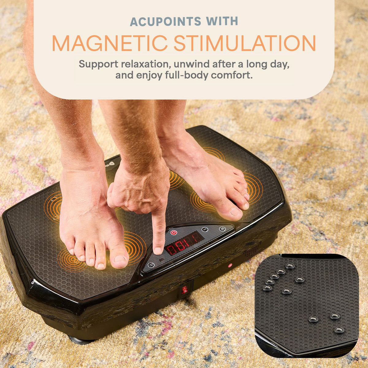 Lifepro HexaPlate Vibration Plate Exercise Machine – Full Body Vibrating Platform with Magnetic Acupoints for Recovery, Toning & Lymphatic Drainage