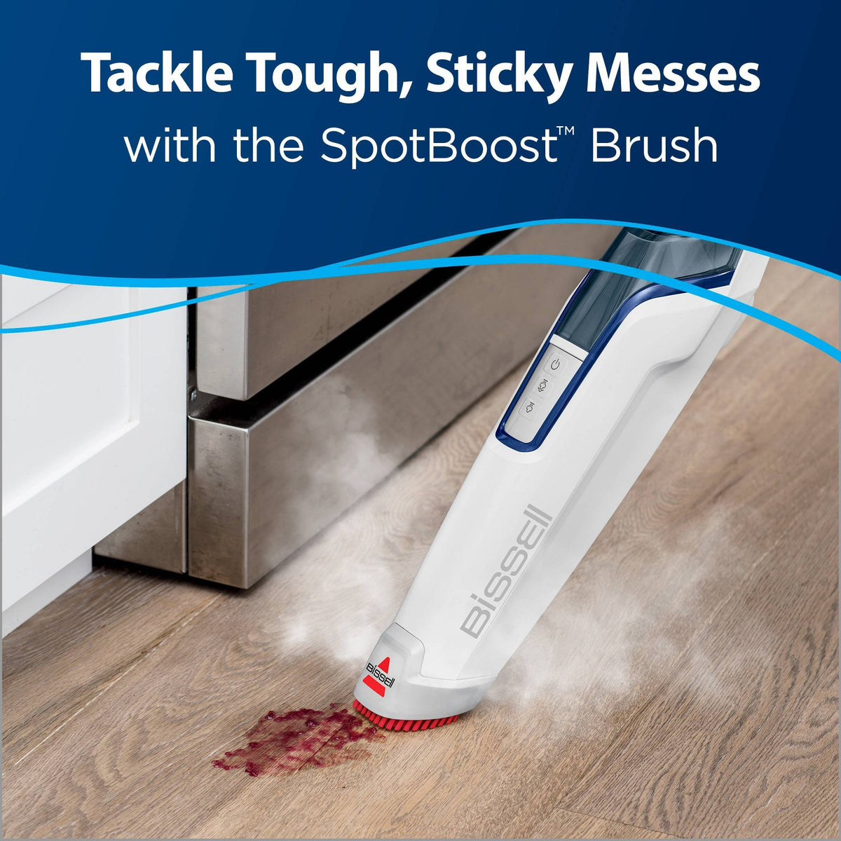 BISSELL PowerFresh Deluxe Steam Mop 1806 12" Cleaning Path Brite White/Sapphire Blue: Electric Floor Steamer, 1500W, 25ft Cord