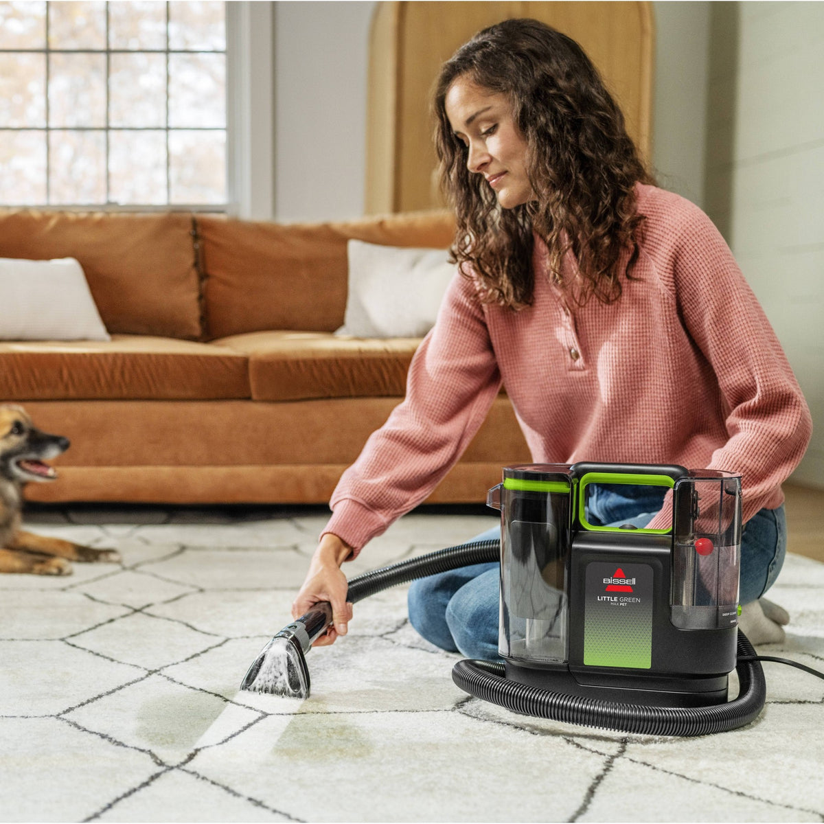 BISSELL Little Green Max Pet Portable Carpet and Upholstery Cleaner, Spot and Stain Cleaner Machine 3857 3" Cleaning Path Black/Green