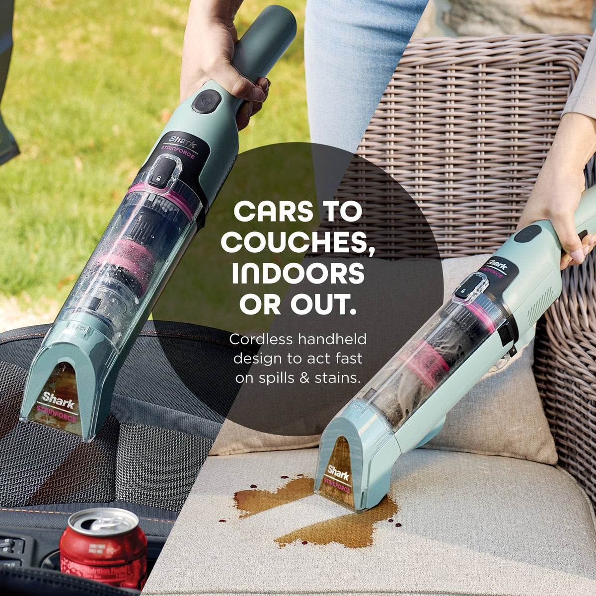 Shark StainForce Portable Cordless Spot & Stain Cleaner with Dual-Activated Cleaning Solution HX101 Gray