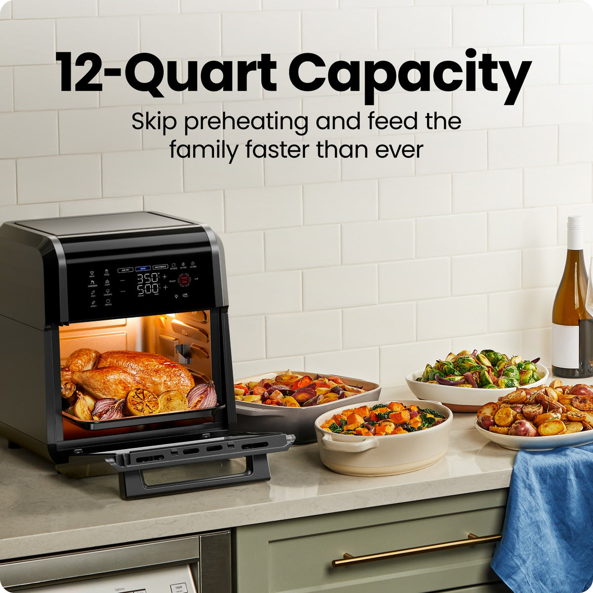 Chefman 6-in-1 Multifunctional Air Fryer Oven w/ 12 Qt Capacity, Digital Touchscreen - Black