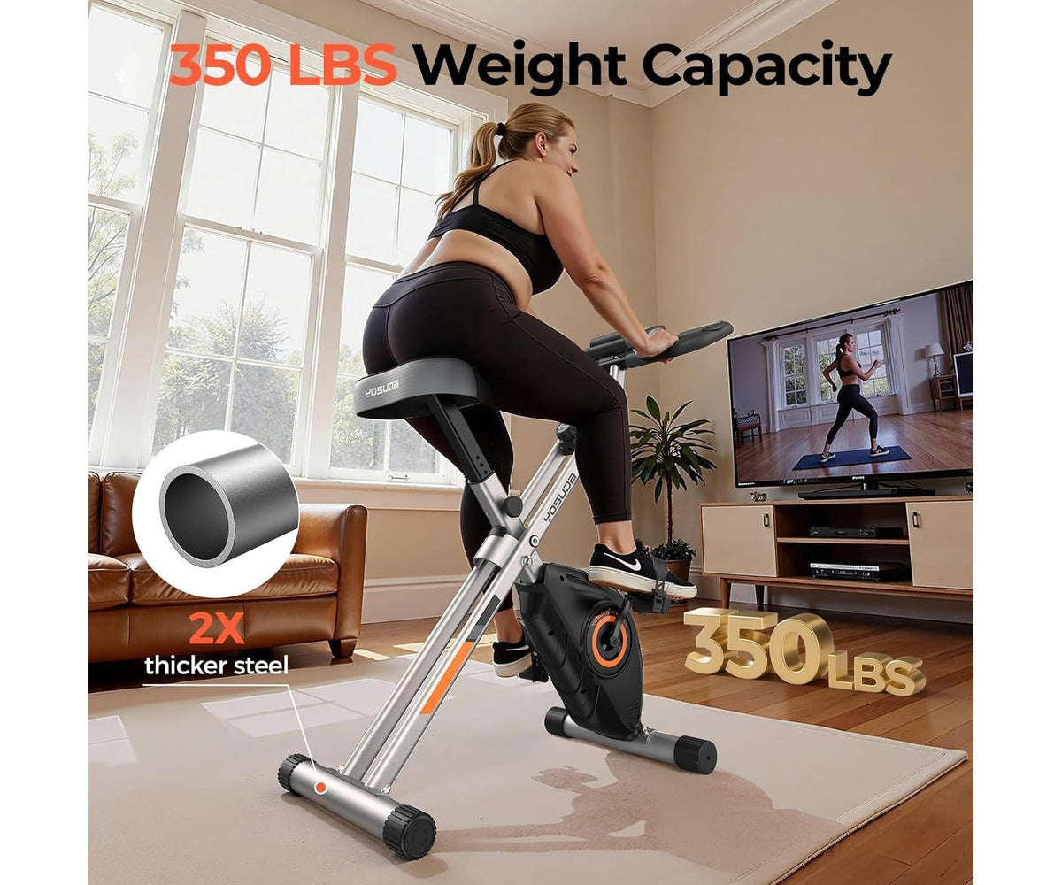 YOSUDA Folding Exercise Bike - Foldable Stationary Bike for Home Gym Workout,380 LBS Capacity and 16-Level Magnetic Resistance