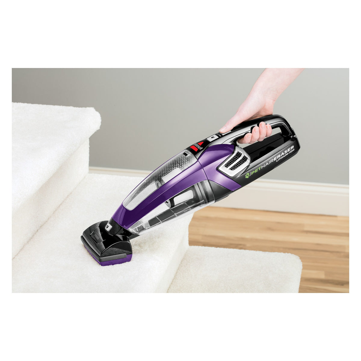 BISSELL Pet Hair Eraser Cordless Hand Vacuum 4.5" Cleaning Path Purple: Lightweight, Bagless, Handheld Vacuum for Carpet & Hard Floor