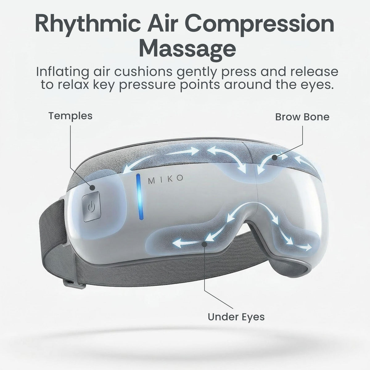 Miko Eye Massager with Heat, Air Pressure, 4 Massage Modes & Bluetooth Music, Gaze
