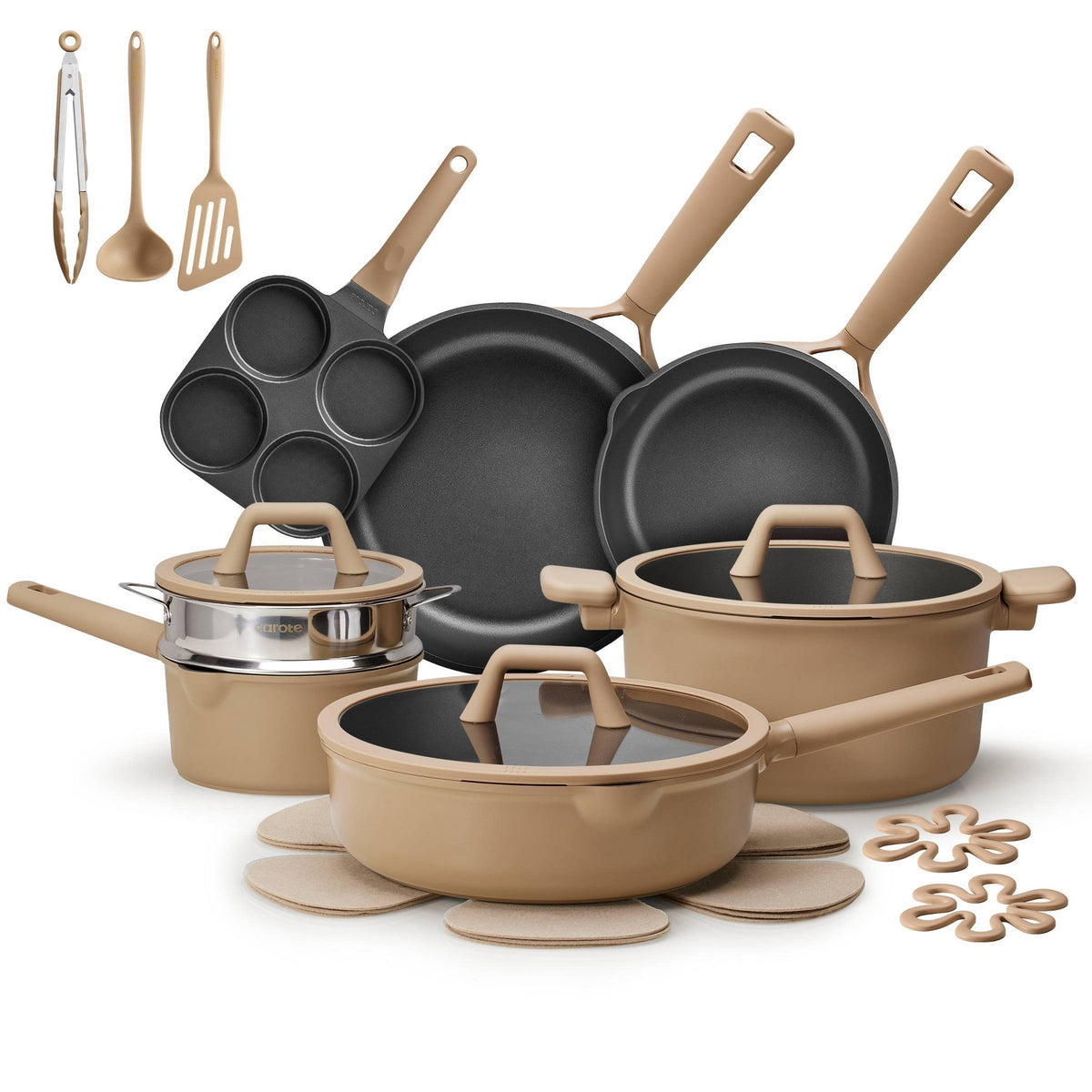 Carote 21pc Nonstick Cookware Set Taupe