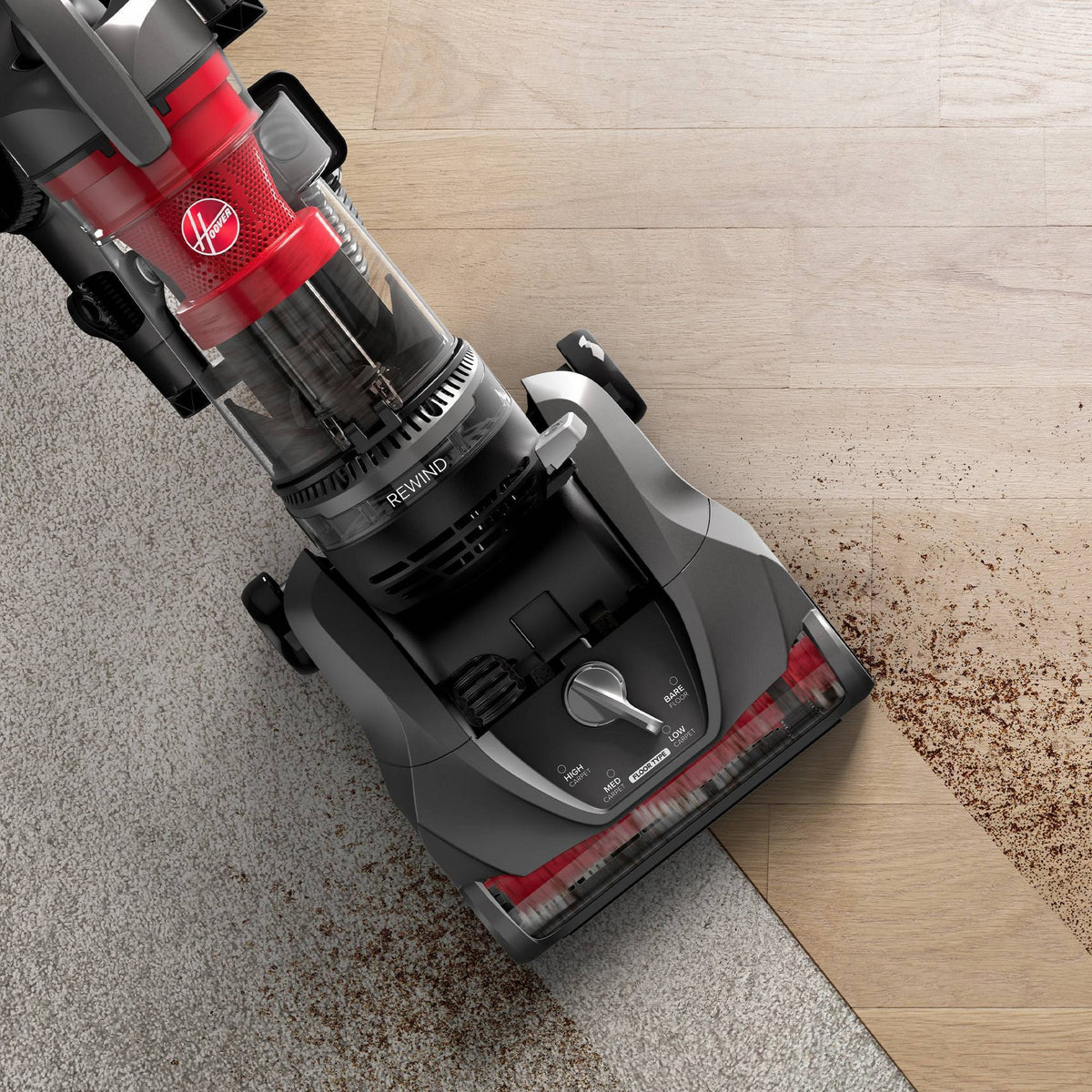 Hoover Pet Rewind Upright Vacuum UH77400V 11" Cleaning Path Gray/Red