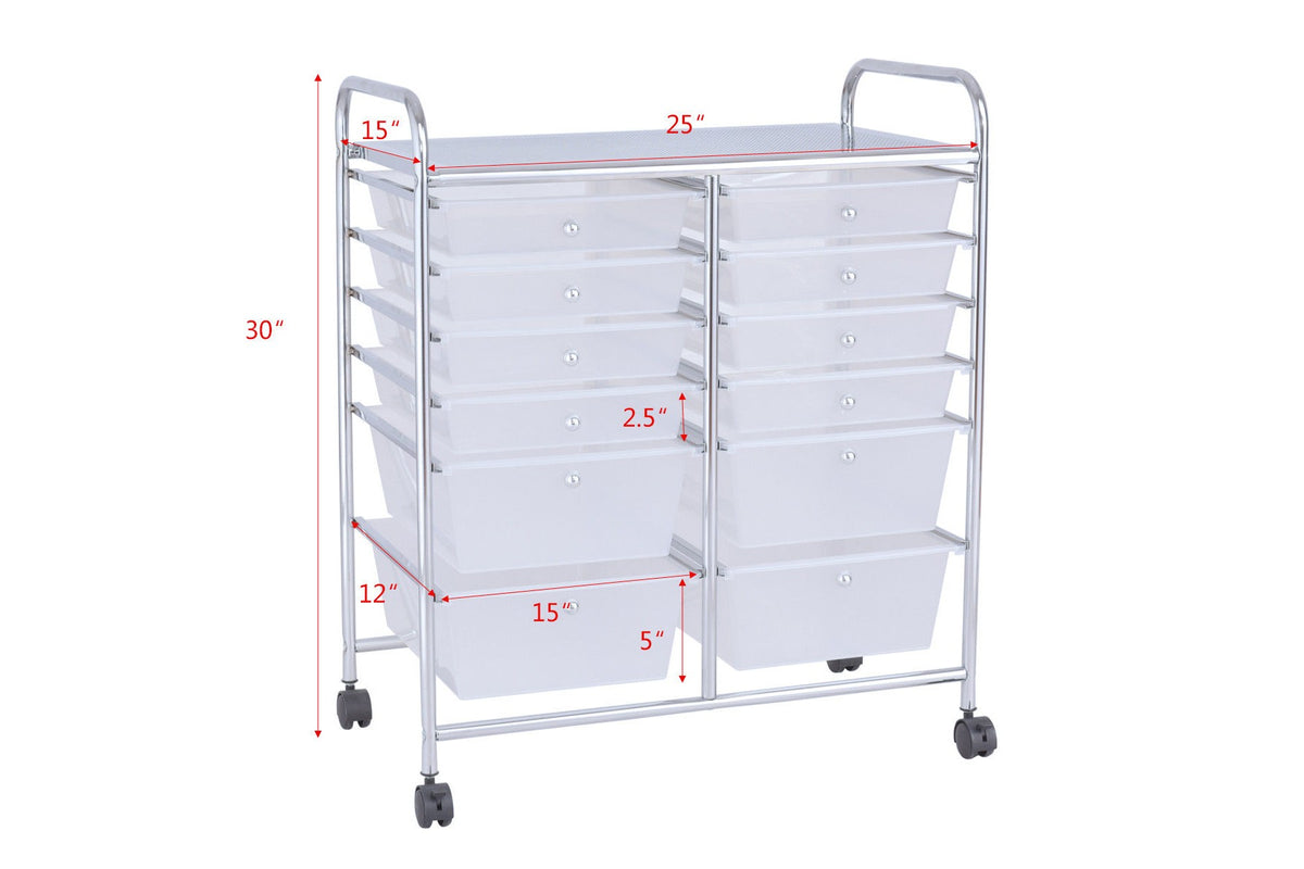 Costway 12 Drawer Rolling Storage Cart Scrapbook Paper Office School Organizer