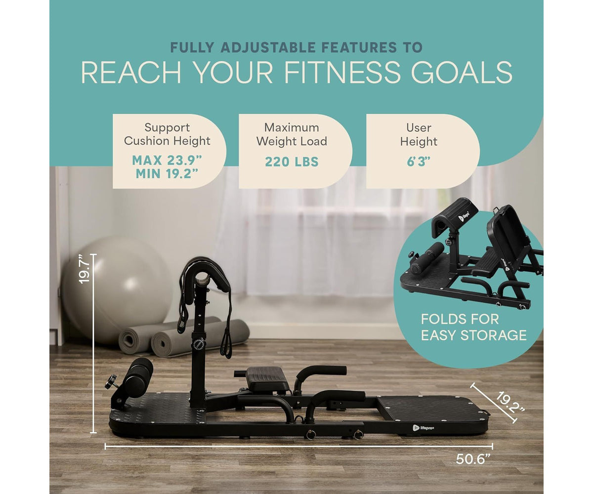 LifePro GluteBlast Hip Thrust Machine – Foldable Adjustable Glute Workout Equipment for Home Gym, Sissy Squat & Kickback Glute Bench