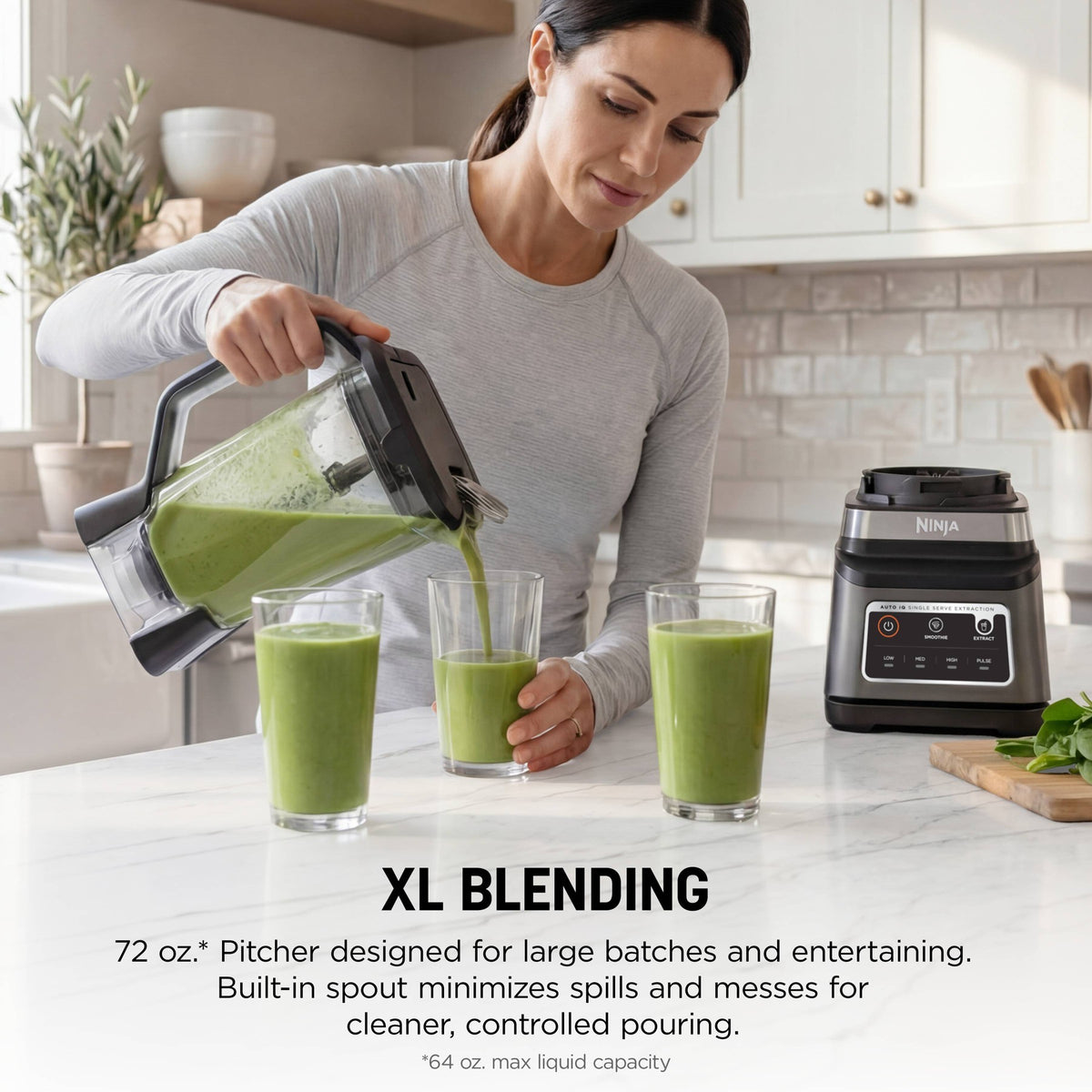 Ninja Professional Plus Blender DUO with Auto-iQ BN753TGT: 1200W Smoothie Blender, 72oz Pitcher, Ice Crushing, Silver