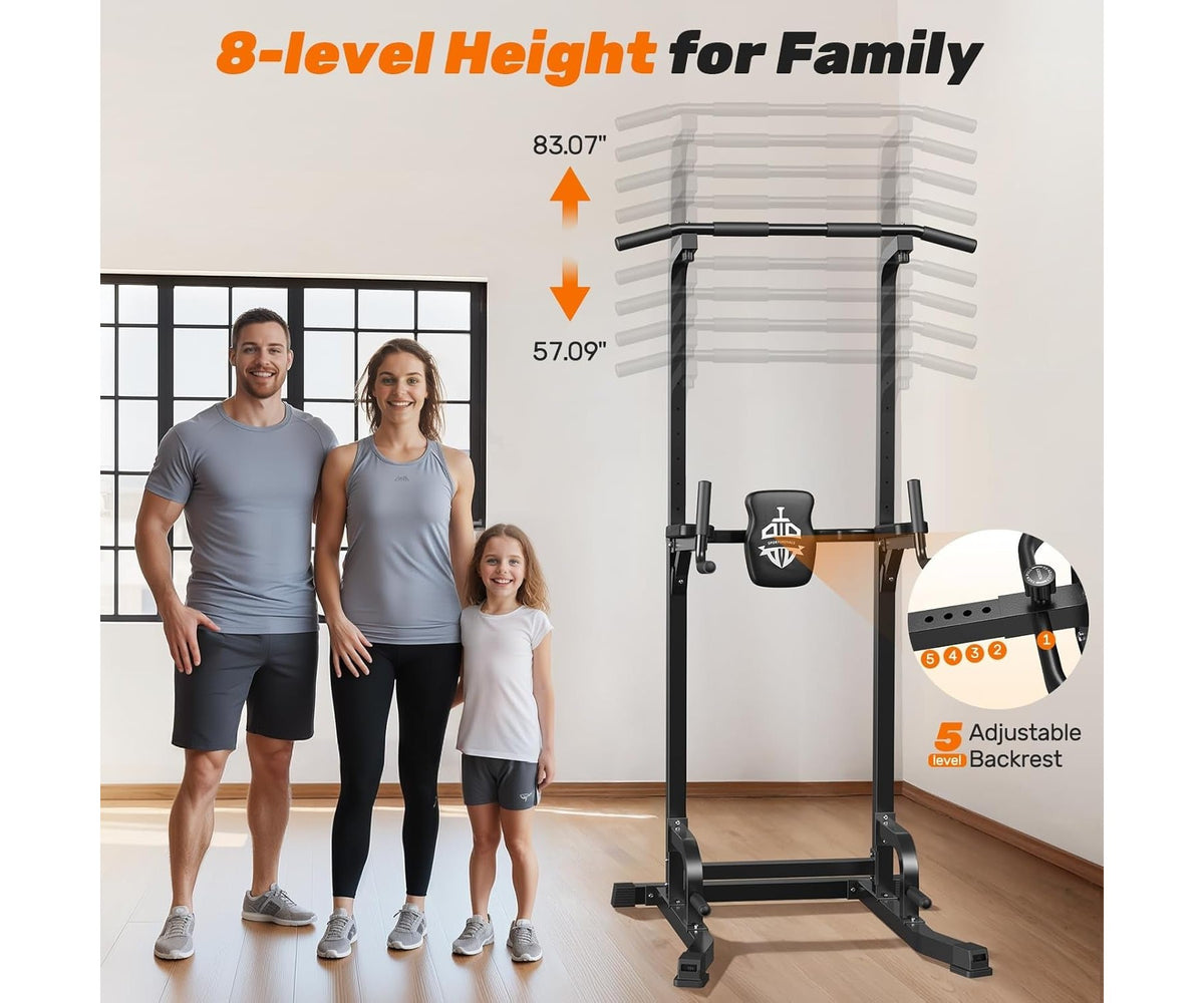 Sportsroyals Power Tower Pull Up Bar Station, 360LBS Stable Pull Up Dip Station for Home Gym Strength Training Equipment