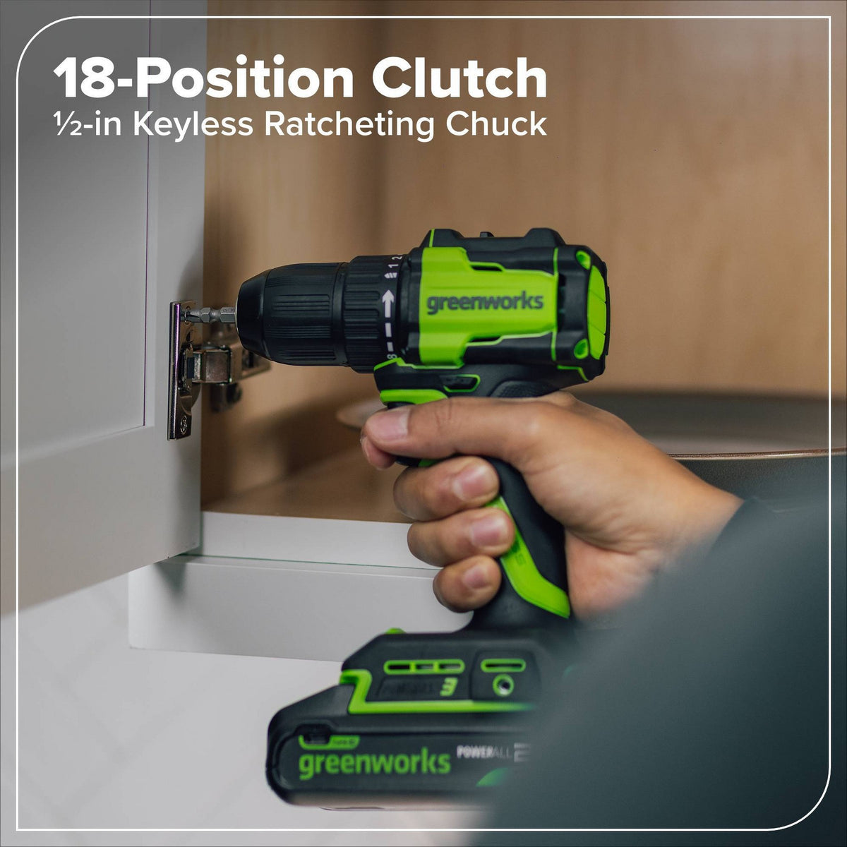 Greenworks POWERALL 24V Cordless Brushless Drill/Impact Driver with 2 Batteries of 2.0Ah and Charger