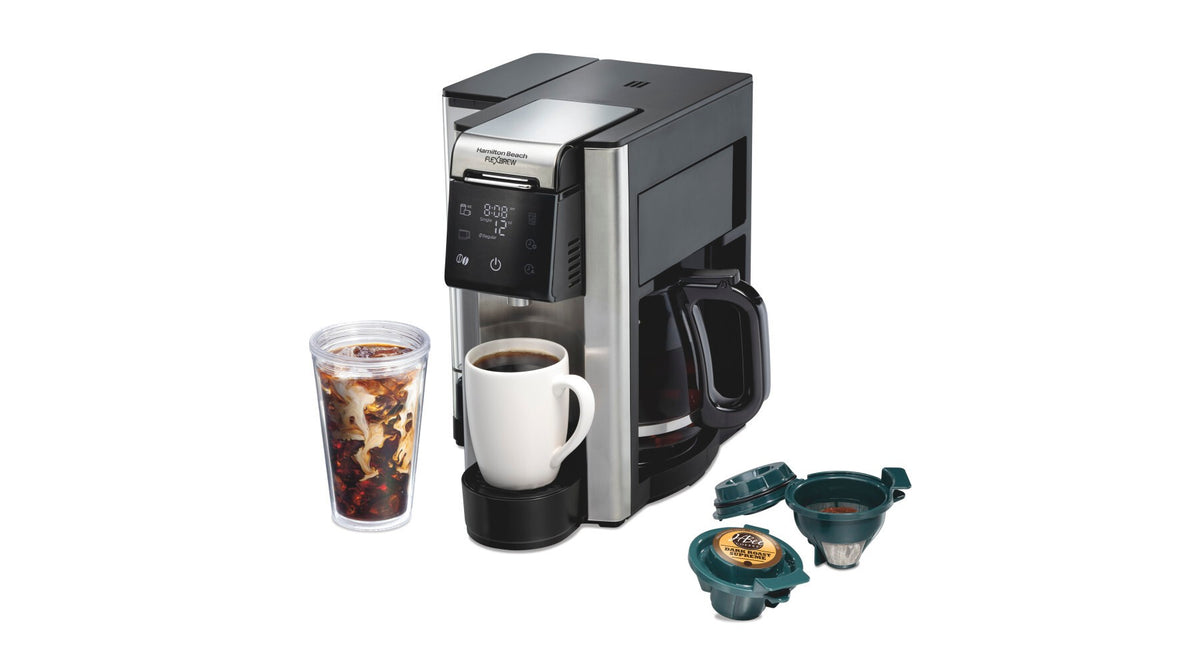 Hamilton Beach 12c FlexBrew 5 in 1 Drip Coffee Maker Black: 12 Cup Programmable & Single Serve, 1200W, Ground & Capsule Use