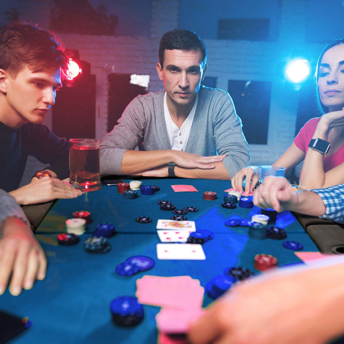 Costway 8 Players Poker Table with 8 Cup Holders & Comfy Armrests Smooth Felt Surface