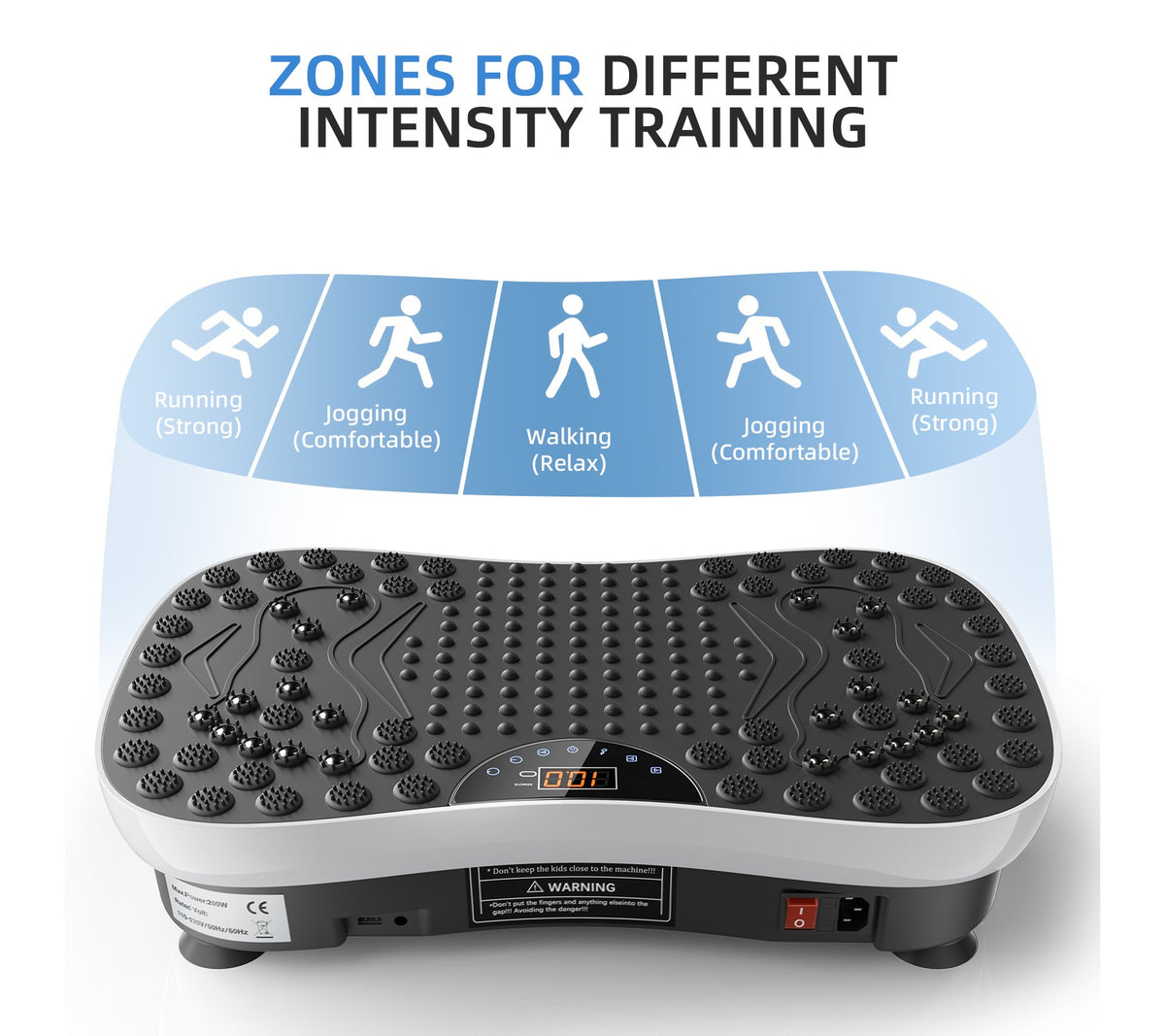 Vibration Plate Exercise Machine Whole Body Workout Fitness Platform with 99 Speed Levels Resistance Bands Bluetooth Speaker Remote Control