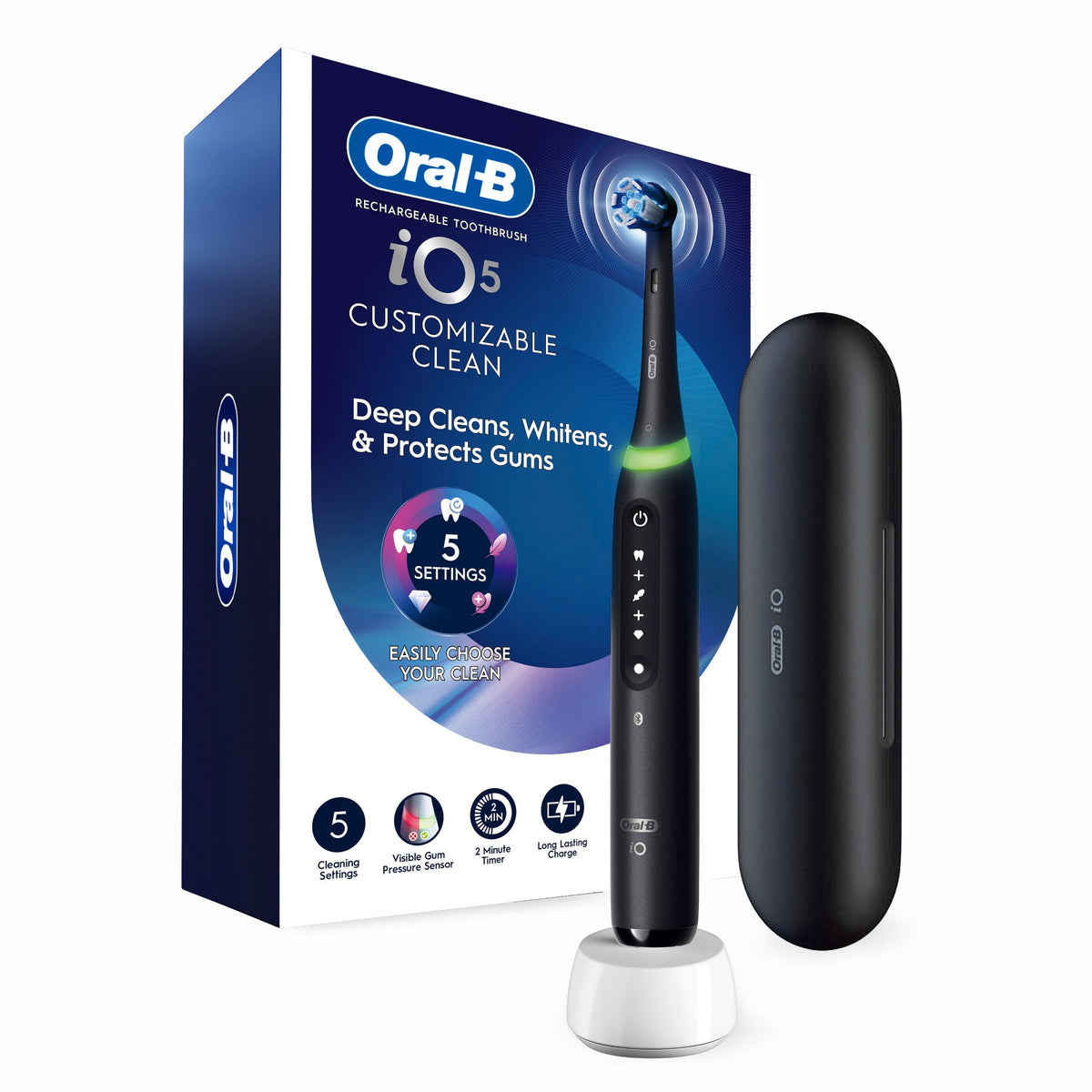 Oral-B iO5 Electric Toothbrush with Timer Multiple Brush Modes and Brush Head - Black