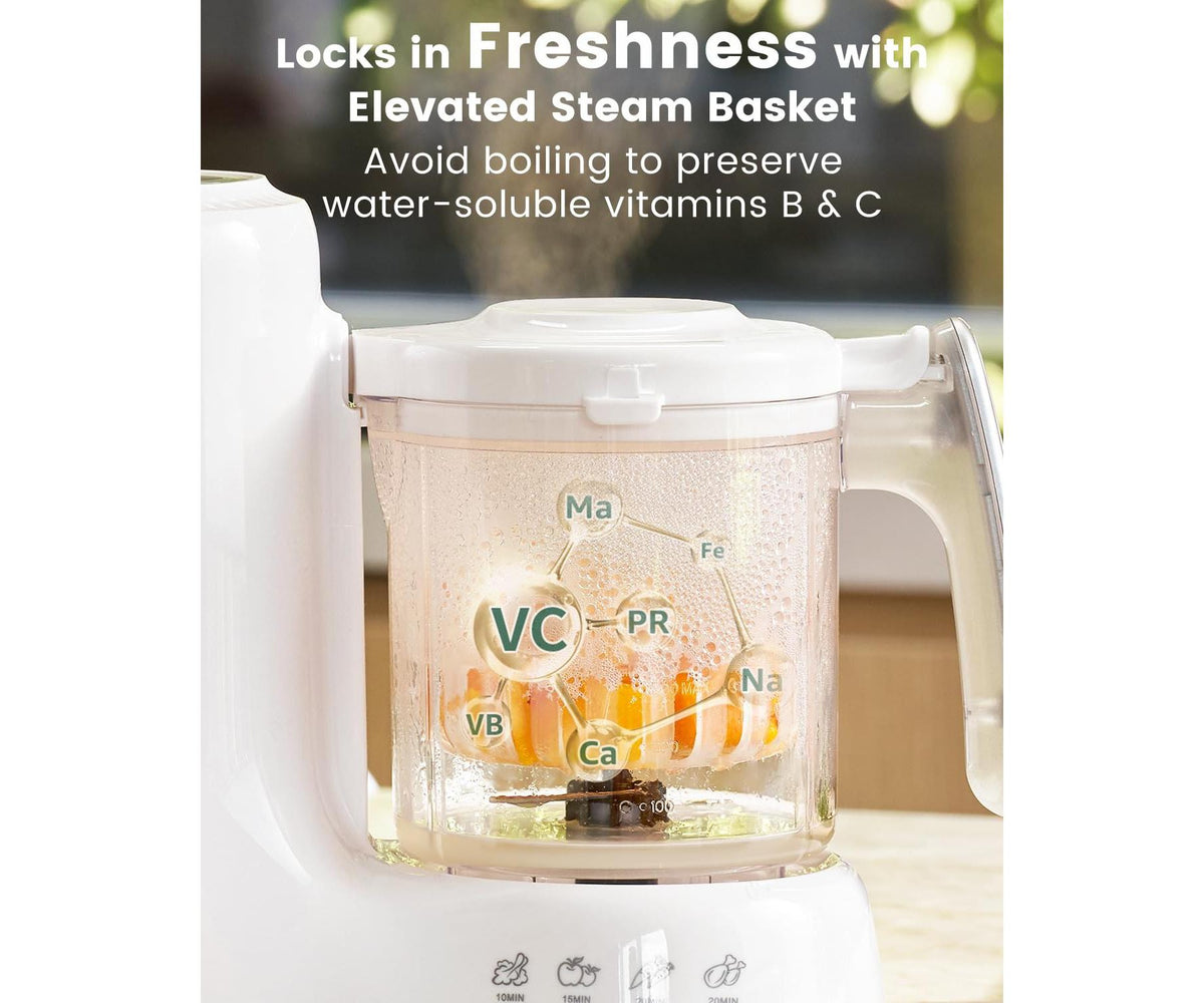 Grownsy Baby Food Maker, Steamer & Blender, BPA-Free Elevated Steam Basket, Healthy Homemade Purees, Starting Solids & BLW, 6+ Months