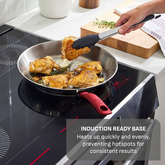 T-Fal Simply Cook 12pc Stainless Steel Cookware Set Red Handle