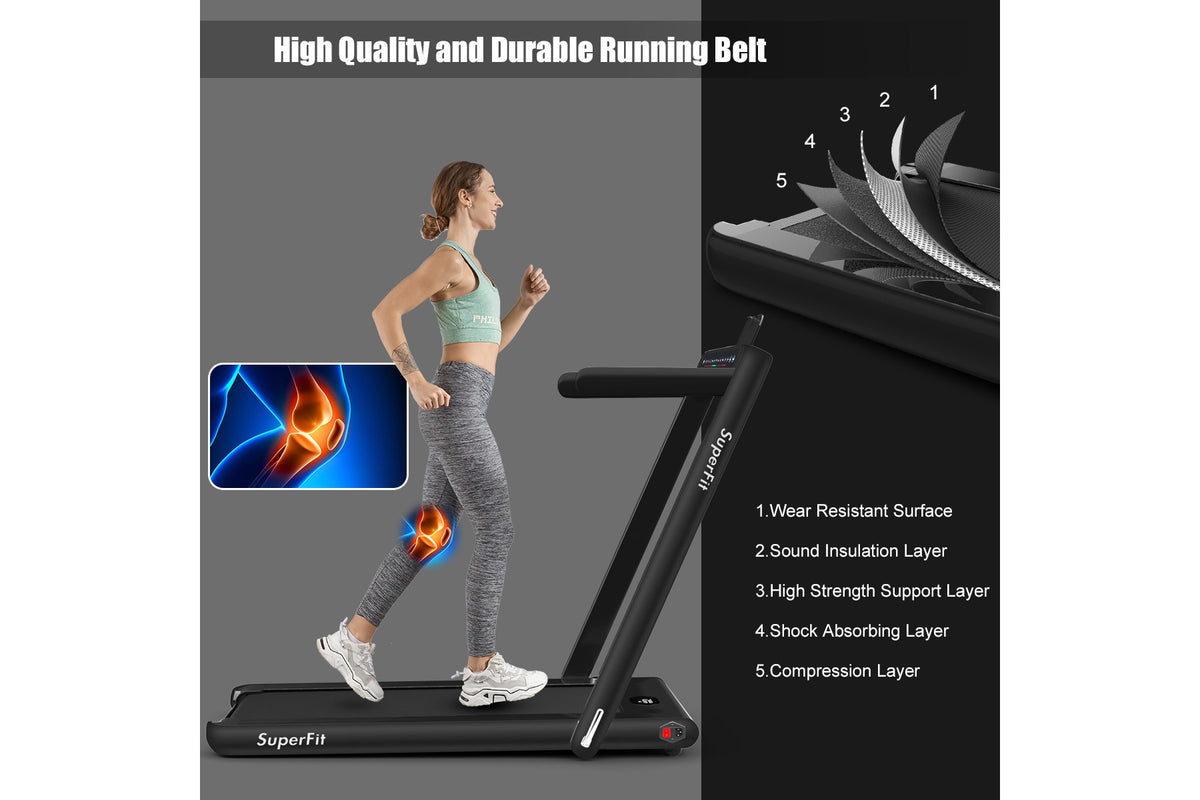 Costway Up To 7.5MPH 2.25HP 2 in 1 Dual Display Screen Treadmill Jogging Machine W/APP Control Black