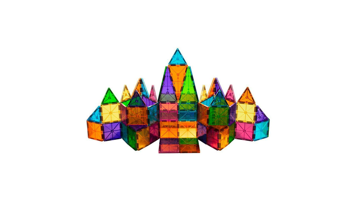 MAGNA-TILES Clear Colors 74pc Set: Educational Magnetic Construction for Math, Shapes, Engineering & Creativity
