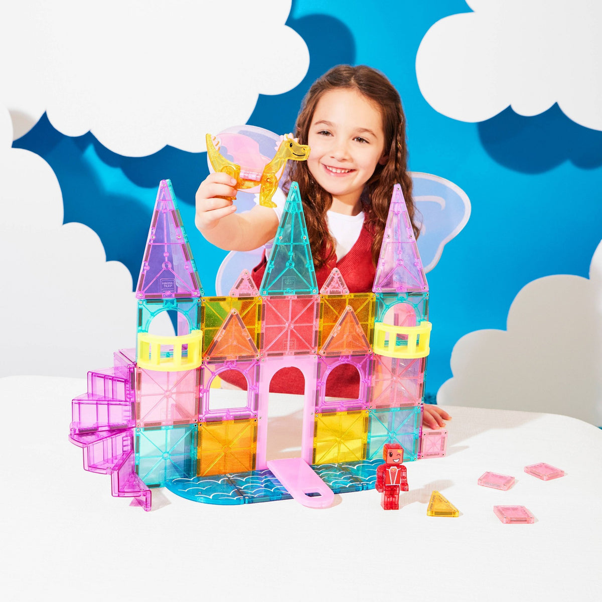 MAGNA-TILES Castle DLX: 48-Piece Magnetic Building Set for Creative Thinking & Engineering Skills