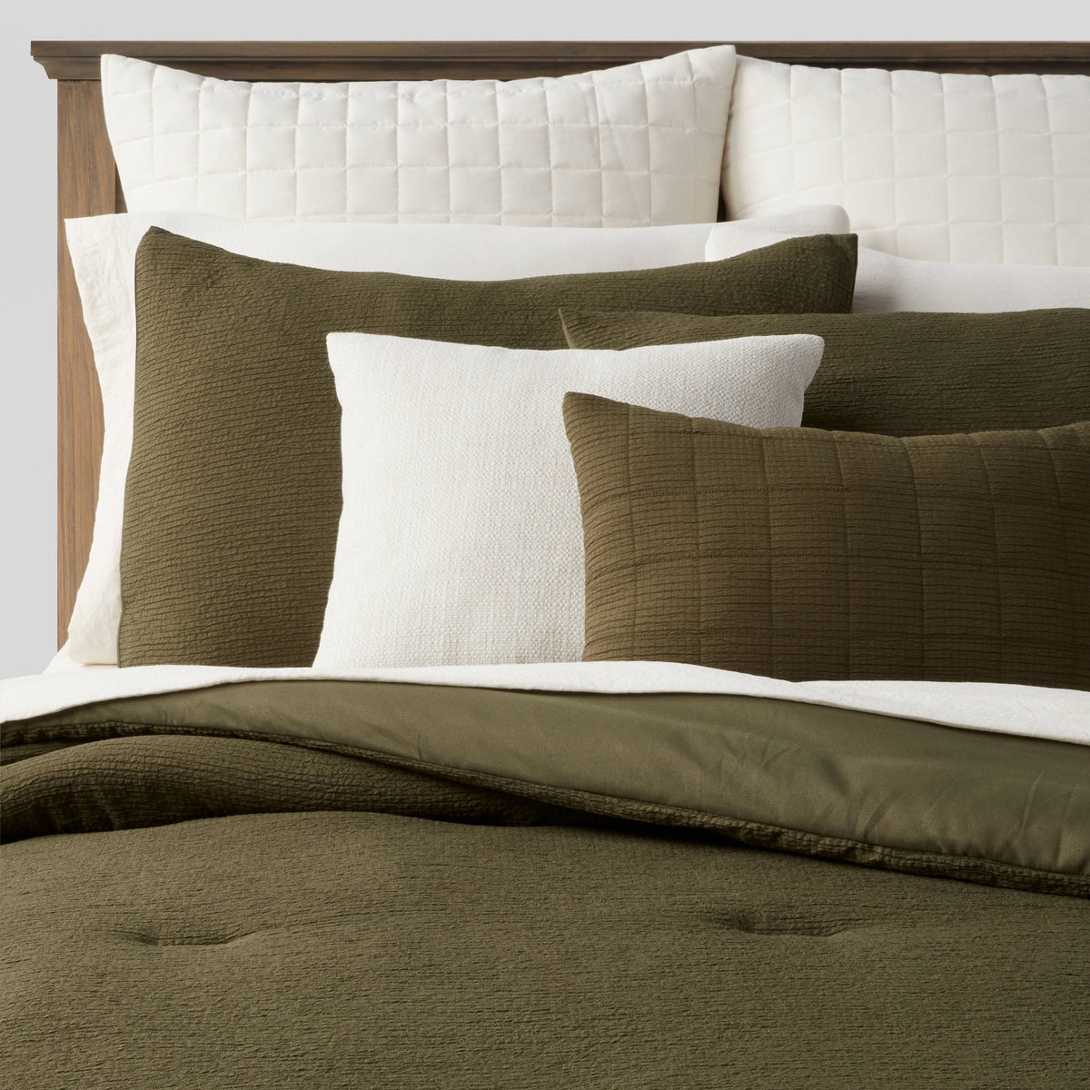 12pc Full Micro Texture Comforter & Sheet Bedding Set Dark Green - Threshold™: Polyester, OEKO-TEX Certified, Woven