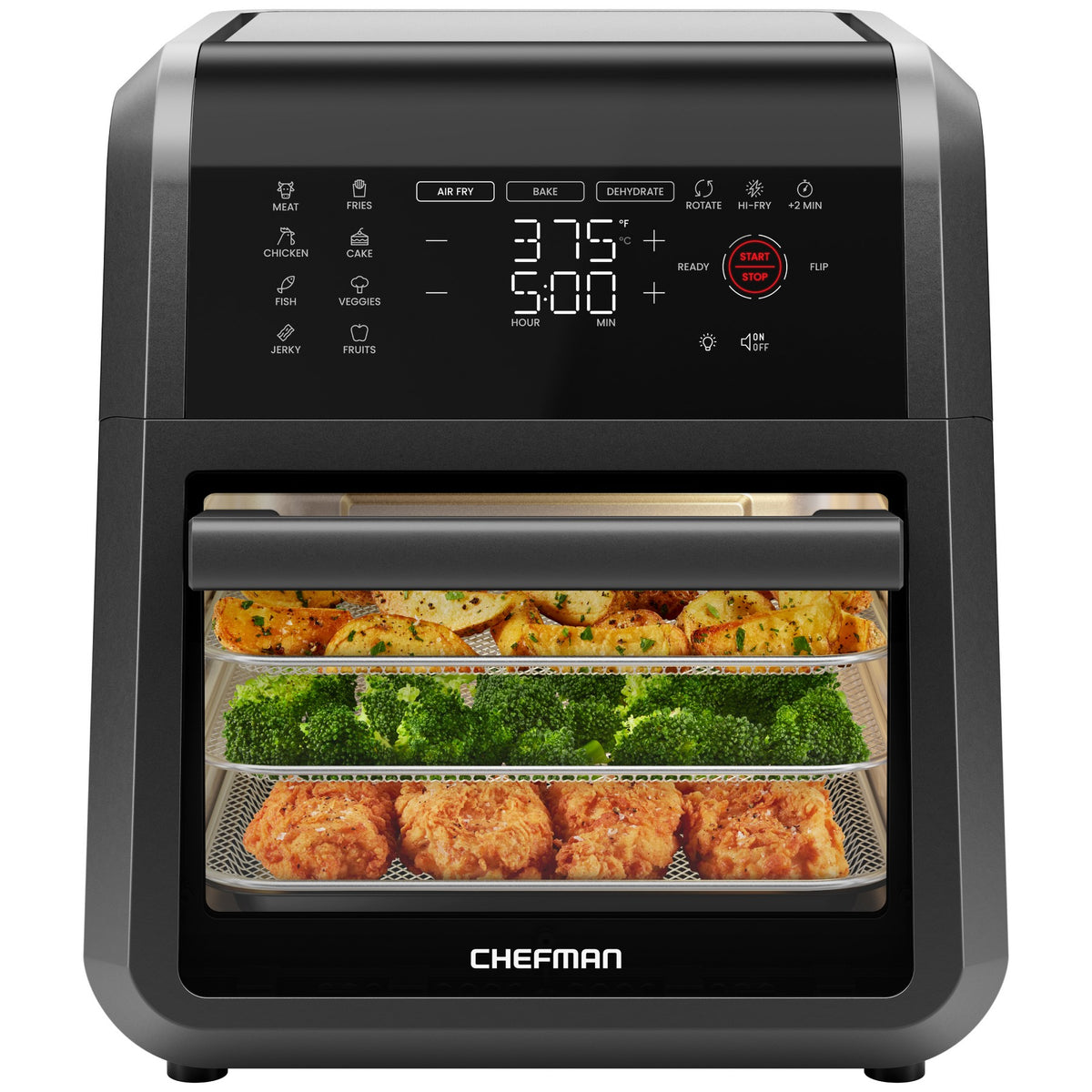 Chefman 6-in-1 Multifunctional Air Fryer Oven w/ 12 Qt Capacity, Digital Touchscreen - Black