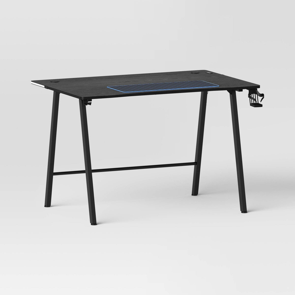Gaming Desk with LED Lights and Headphone Holder Black - Room Essentials™