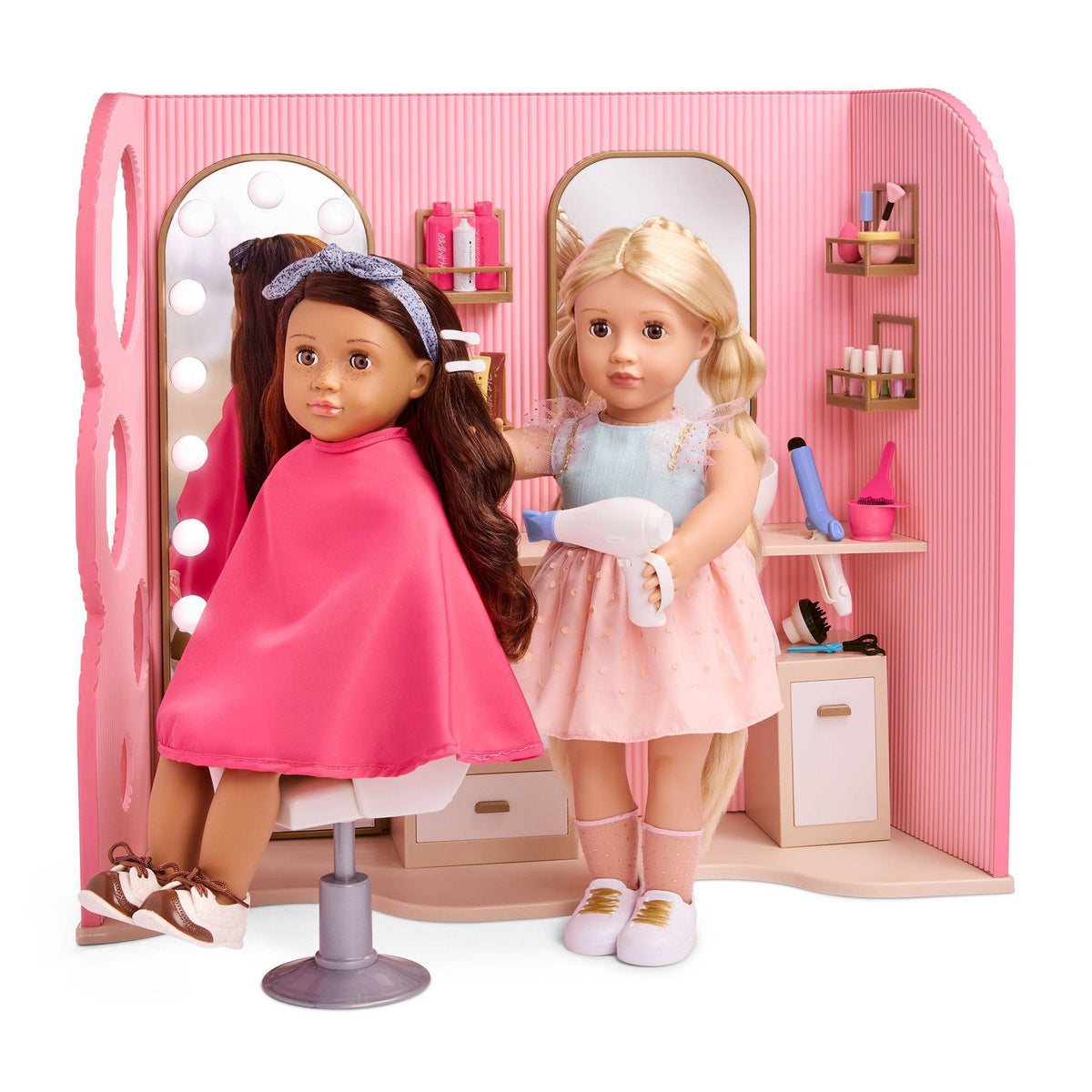 Our Generation Style & Shine Light-Up Hair Salon Playset & Accessories for 18" Dolls