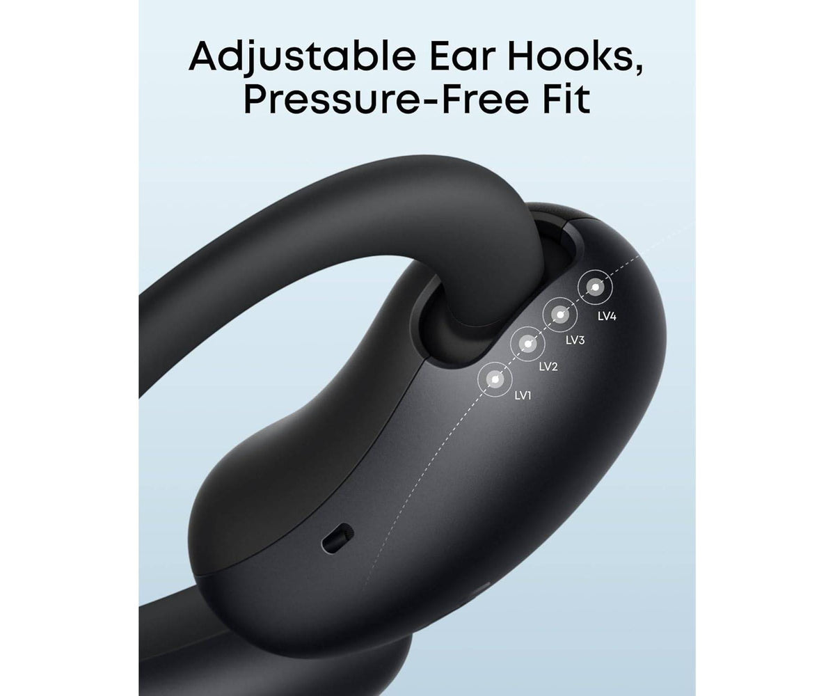 Anker Soundcore AeroFit 2 Open-Ear Hi-Res Bluetooth Wireless Earbuds with Adjustable Ear Hooks for All-Day Comfort- Black