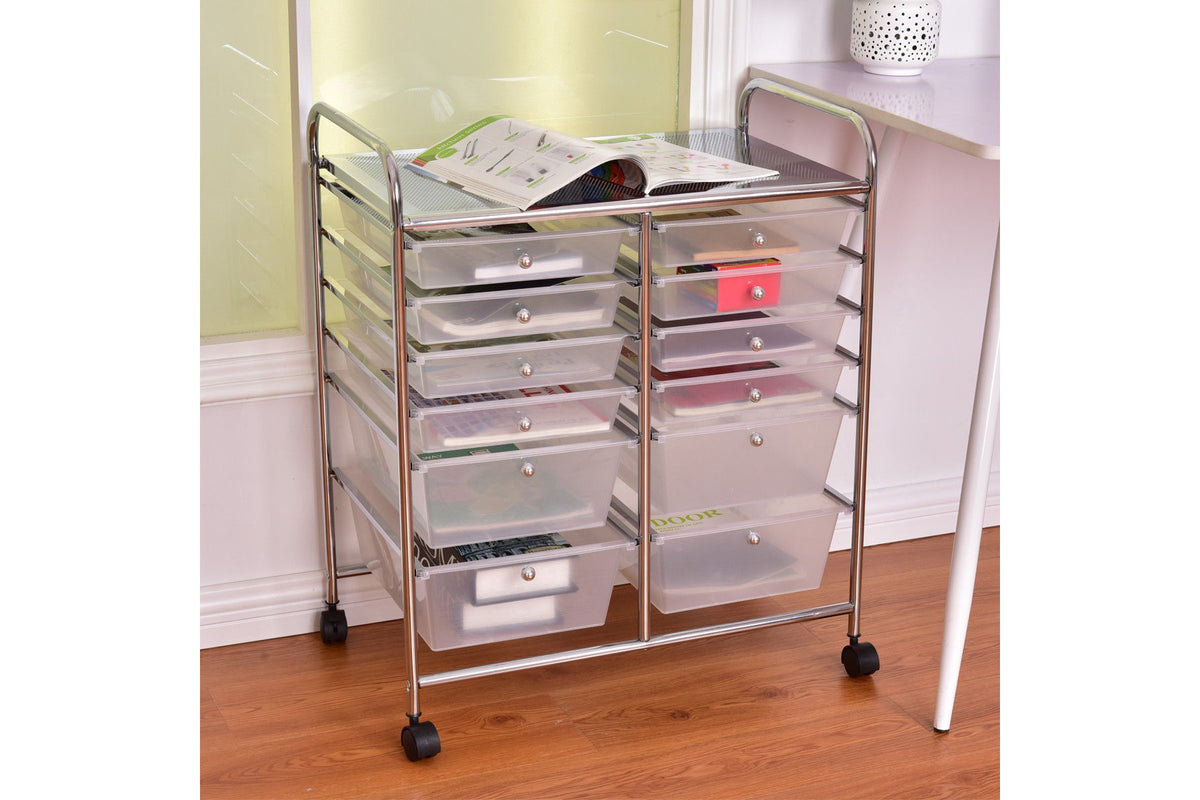 Costway 12 Drawer Rolling Storage Cart Scrapbook Paper Office School Organizer