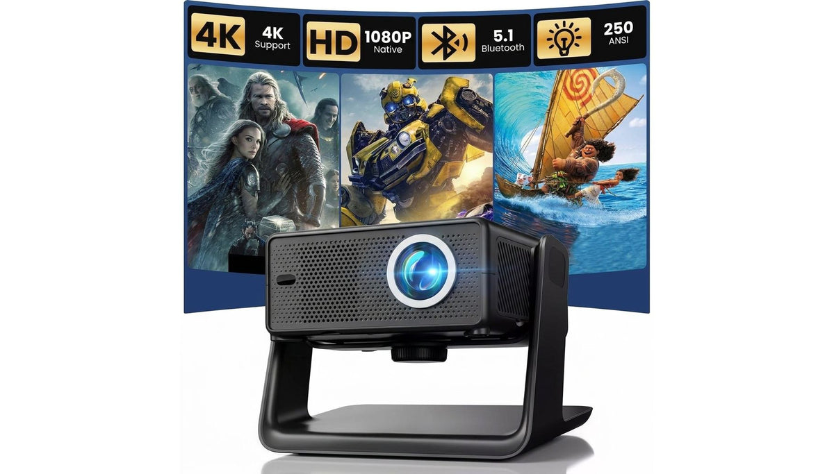 1080P Projector, Bluetooth Home Theater Movie Projector with Built-in Speaker, Compatible with Smartphone, HDMI, Fire Stick, PS5, Indoor & Outdoor Use