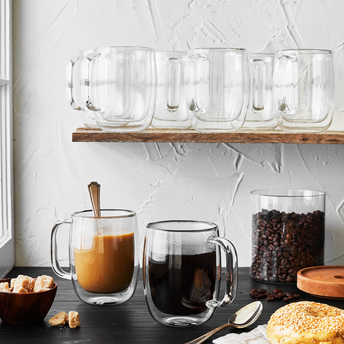 ZWILLING Sorrento Plus 4-pc Double Wall Glass Coffee Mugs, Insulated Coffee Mug, Clear