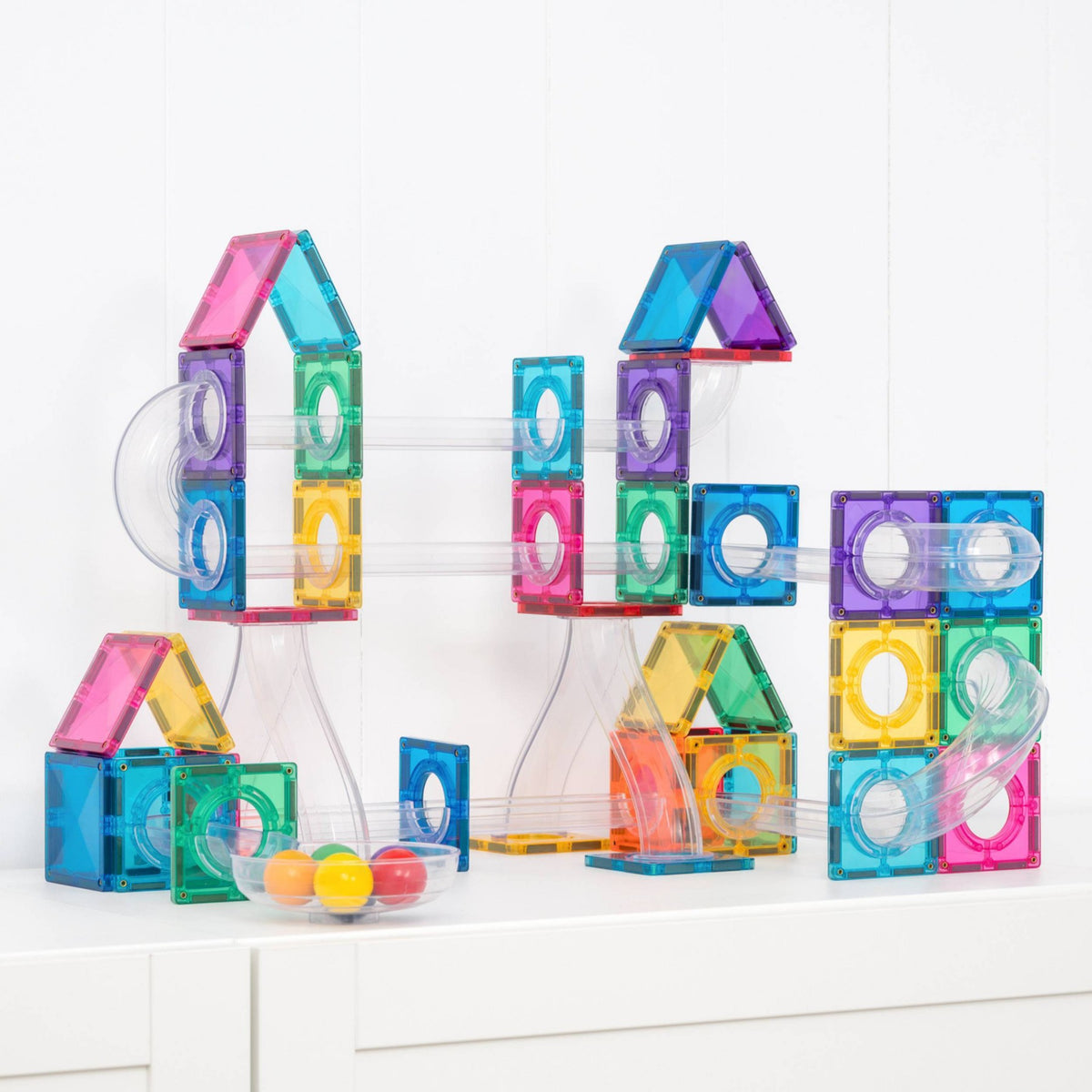 CONNETIX Magnetic Tiles Bright Ball Run Pack 122pc