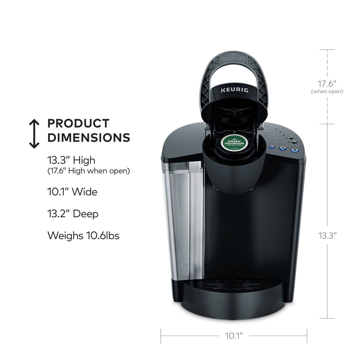 Keurig K-Classic Single-Serve K-Cup Pod Coffee Maker - K50 - Black: 48oz Capacity, Automatic Shut-Off, Removable Reservoir
