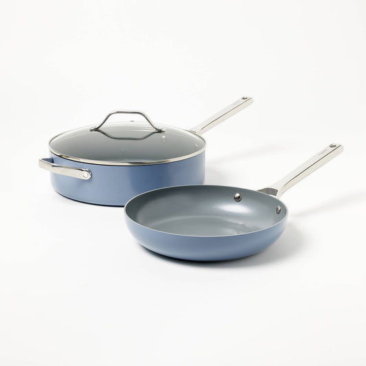 7pc Nonstick Ceramic Coated Aluminum Cookware Set Blue - Figmint™