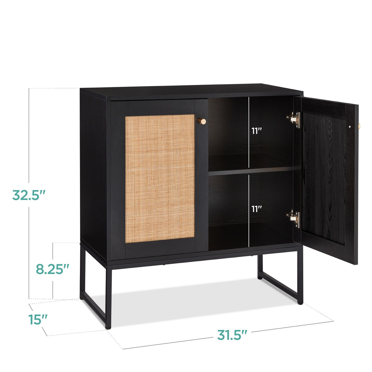 Best Choice Products 2-Door Rattan Storage Cabinet, Accent Furniture, Cupboard w/ Non-Scratch Foot Pads - Black