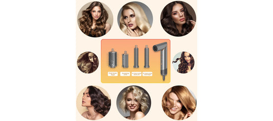 Dryhsip 5-in-1 Foldable Hair Dryer Brush, Ionic Hot Air Styler for Curling/Straightening/Volumizing, 3 Heat/Speed Settings, Travel-Friendly, Gray