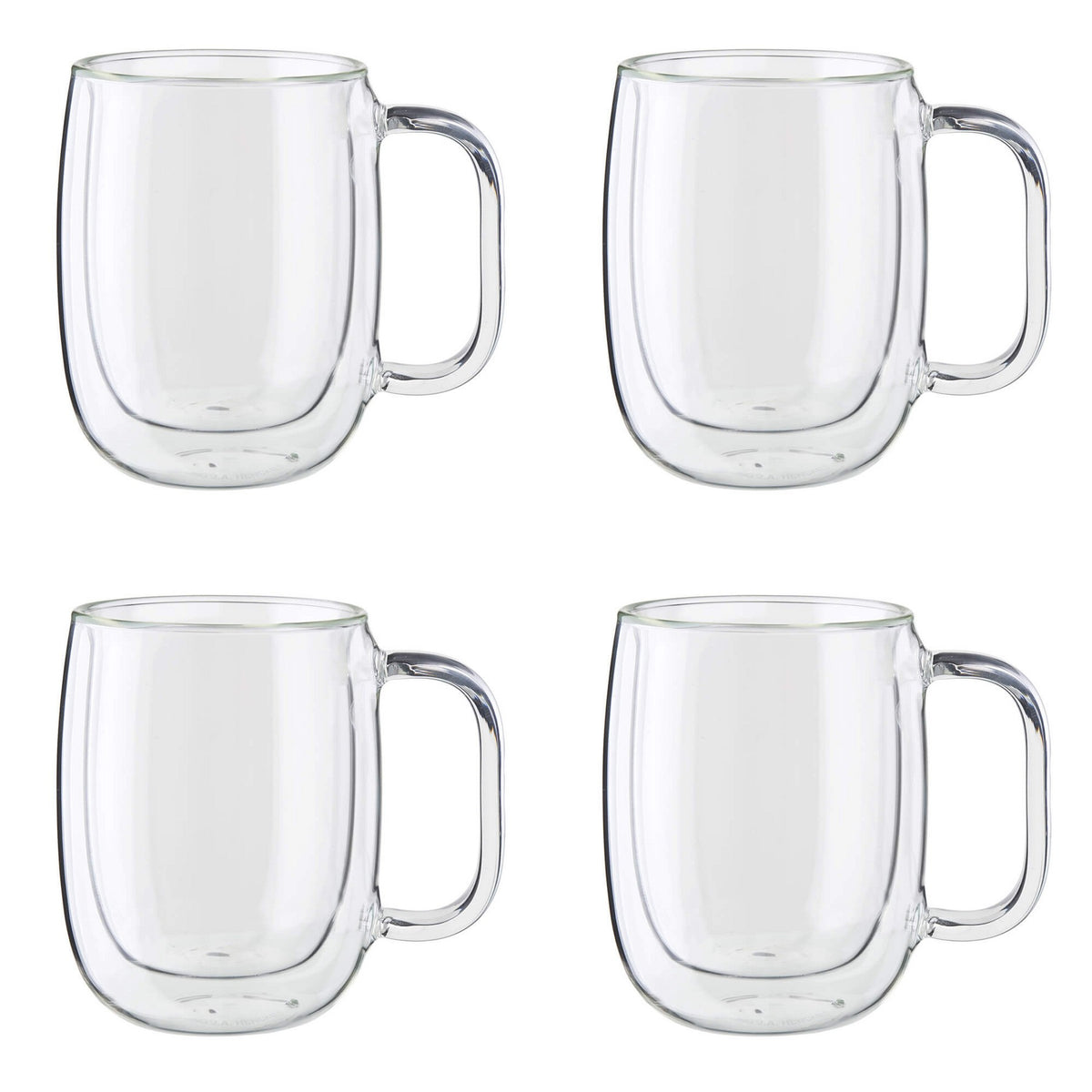 ZWILLING Sorrento Plus 4-pc Double Wall Glass Coffee Mugs, Insulated Coffee Mug, Clear