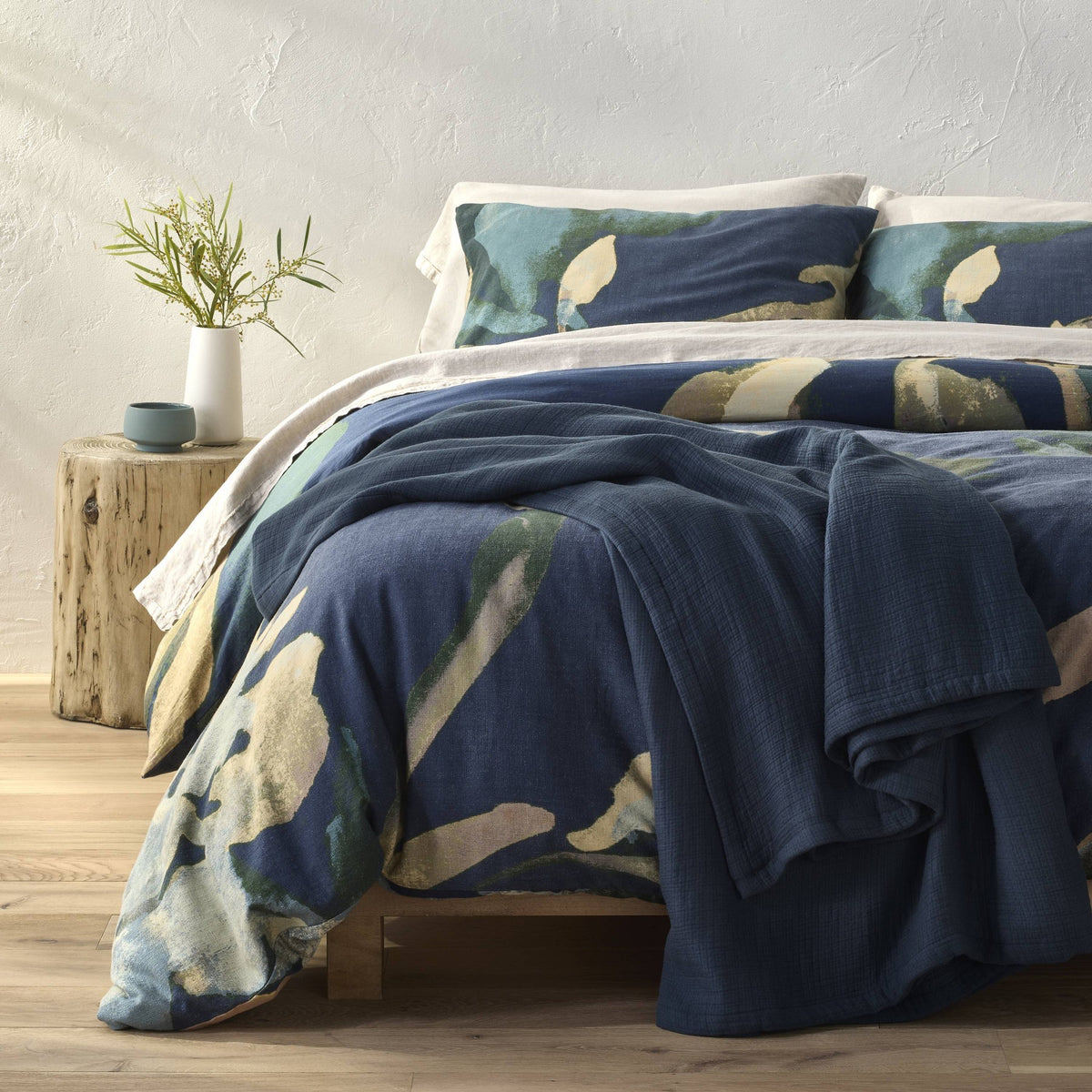 Full/Queen Rayon from Bamboo Blend Matelasse Blanket Dark Mineral Blue - Casaluna™